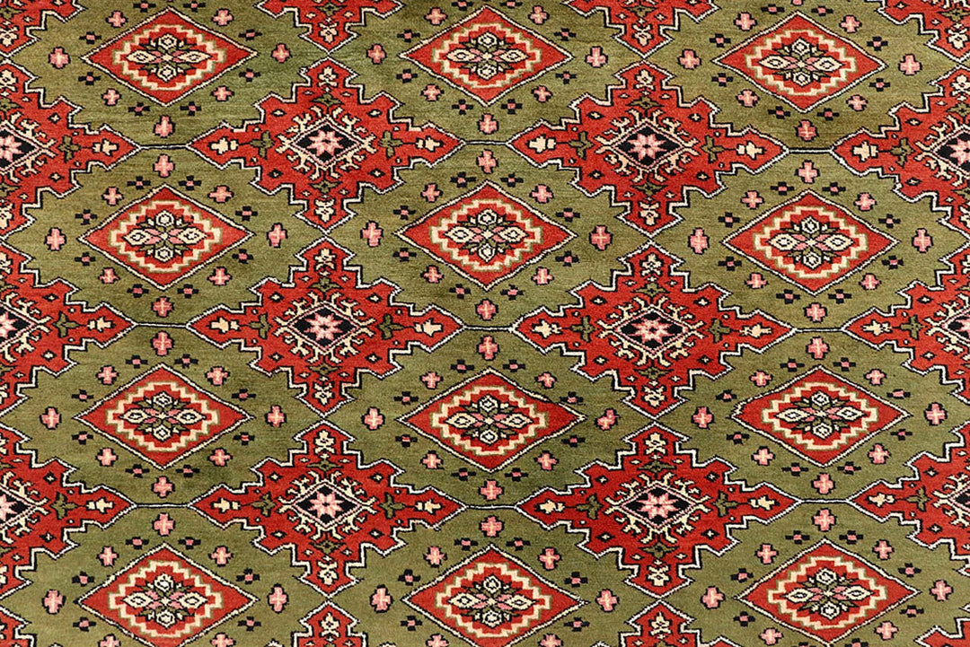 Olive Pakistani Jaldar Rug 8' x 10'11" Hand-Knotted | No. QA26445