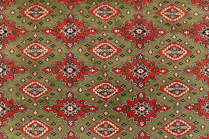 Olive Pakistani Jaldar Rug 8' x 10'11" Hand-Knotted | No. QA26445