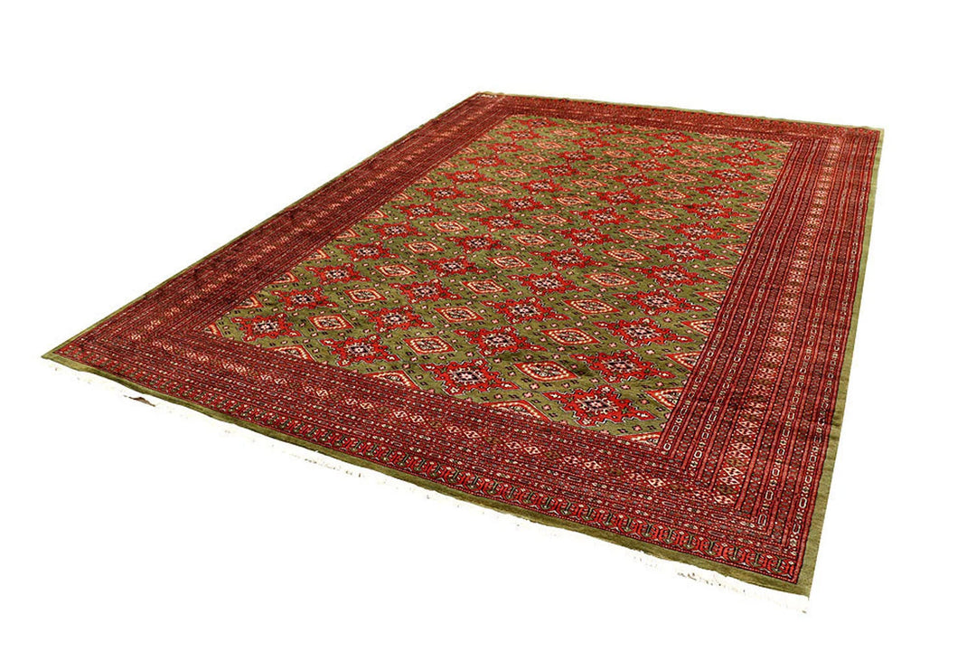 Olive Pakistani Jaldar Rug 8' x 10'11" Hand-Knotted | No. QA26445