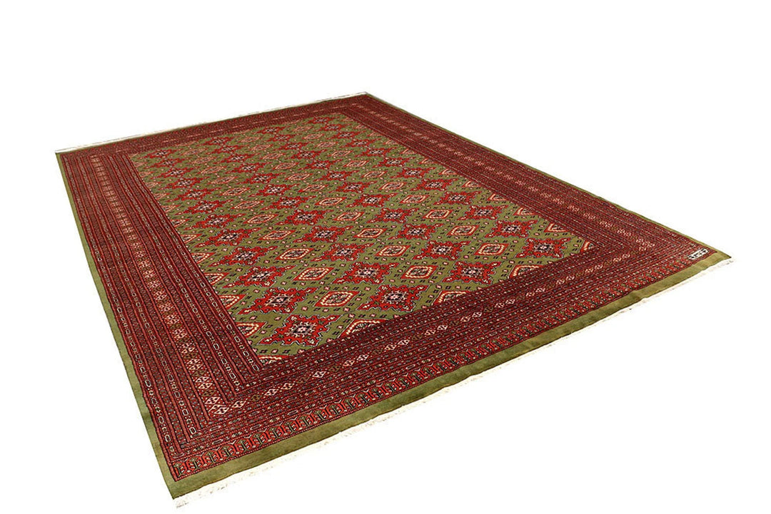 Olive Pakistani Jaldar Rug 8' x 10'11" Hand-Knotted | No. QA26445