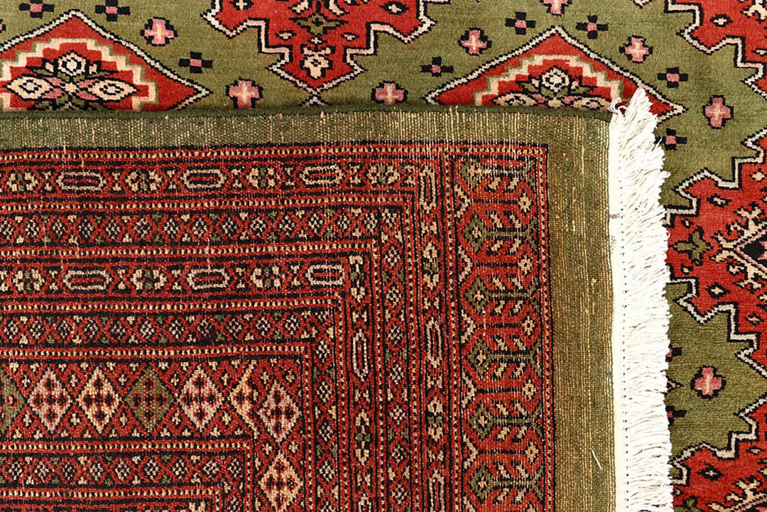 Olive Pakistani Jaldar Rug 8' x 10'11" Hand-Knotted | No. QA26445