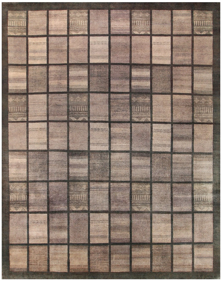 Grey Pakistani Gabbeh Rug 10' 1" x 12' 9" Hand-Knotted | No. QA26452