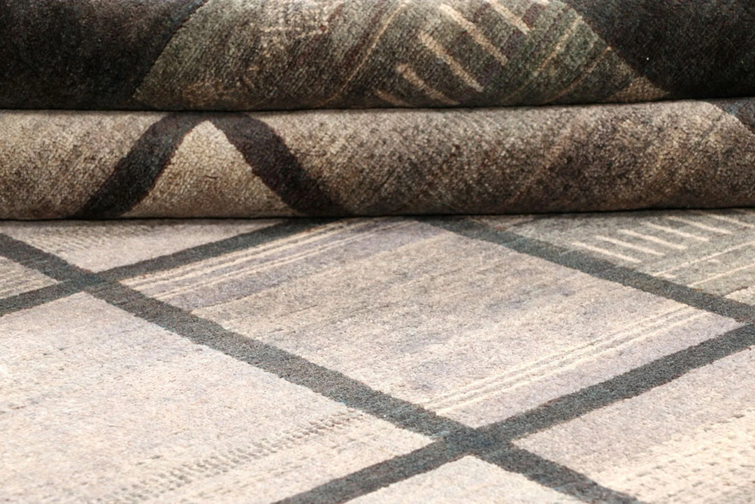 Grey Pakistani Gabbeh Rug 10' 1" x 12' 9" Hand-Knotted | No. QA26452