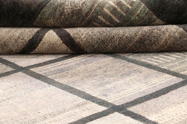 Grey Pakistani Gabbeh Rug 10' 1" x 12' 9" Hand-Knotted | No. QA26452