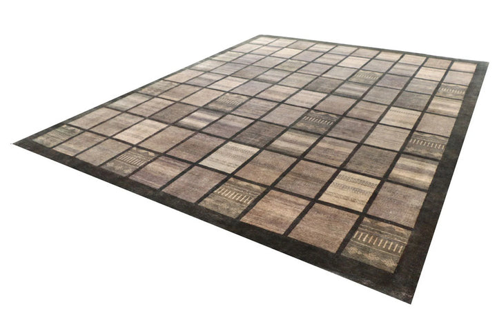 Grey Pakistani Gabbeh Rug 10' 1" x 12' 9" Hand-Knotted | No. QA26452