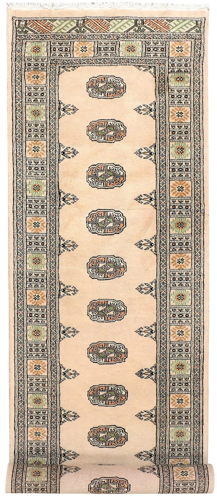 Brown Pakistani Bokhara Rug 2' 6" x 10' 1" Hand-Knotted | No. QA26474
