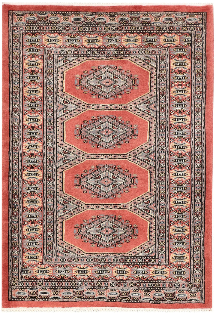 Red Pakistani Jaldar Rug 2' 8" x 3' 10" Hand-Knotted | No. QA26479
