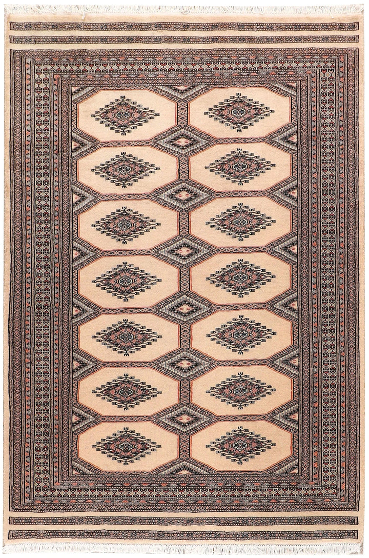 Brown Pakistani Jaldar Rug 4' 2" x 6' Hand-Knotted | No. QA26536