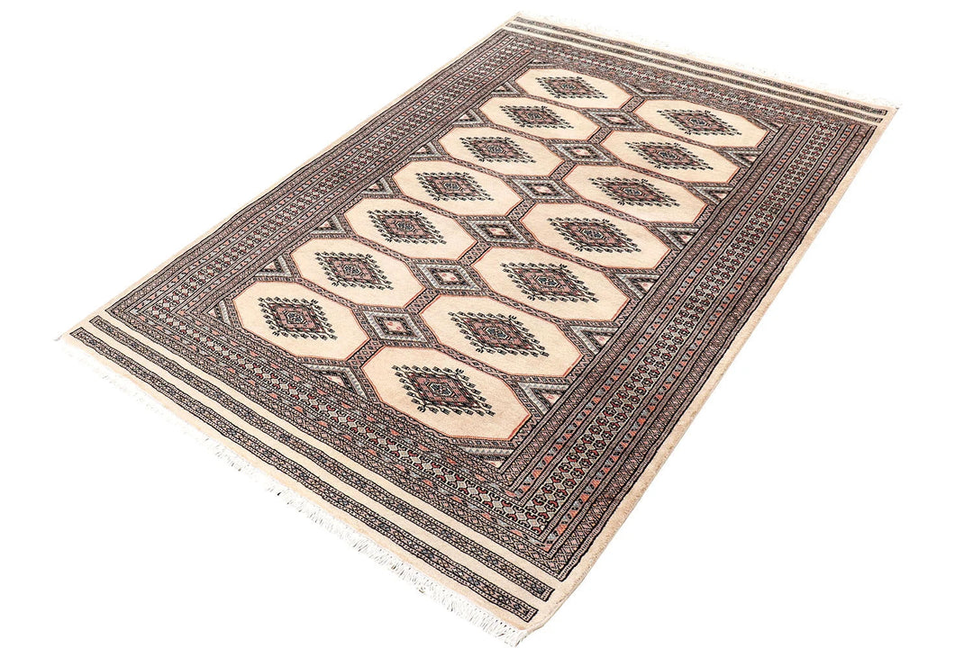 Brown Pakistani Jaldar Rug 4' 2" x 6' Hand-Knotted | No. QA26536