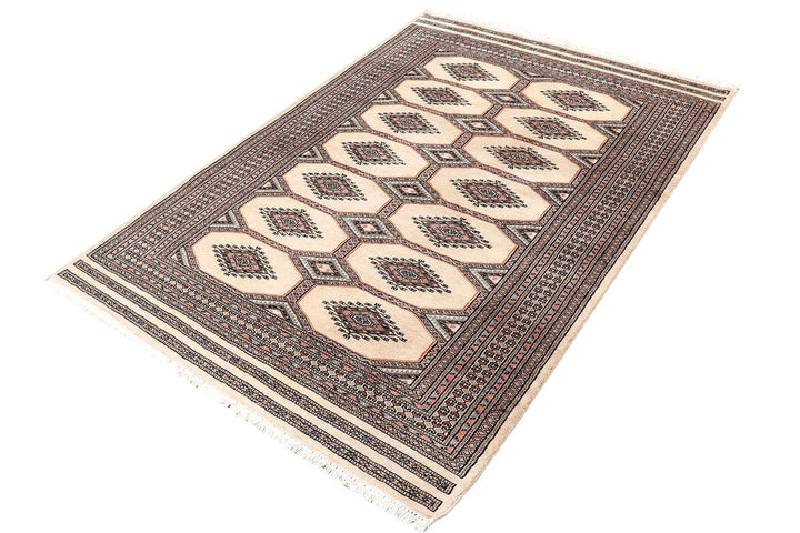 Brown Pakistani Jaldar Rug 4' 2" x 6' Hand-Knotted | No. QA26536