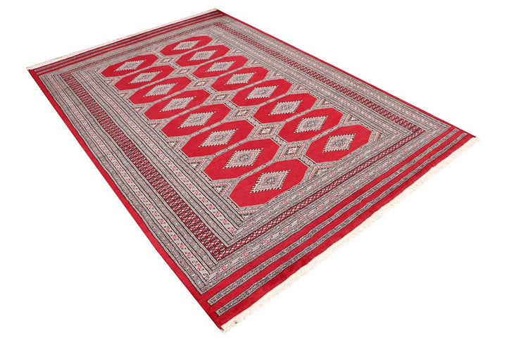 Firebrick Red Pakistani Jaldar Rug 5' 6" x 8' 2" Hand-Knotted | No. QA26548