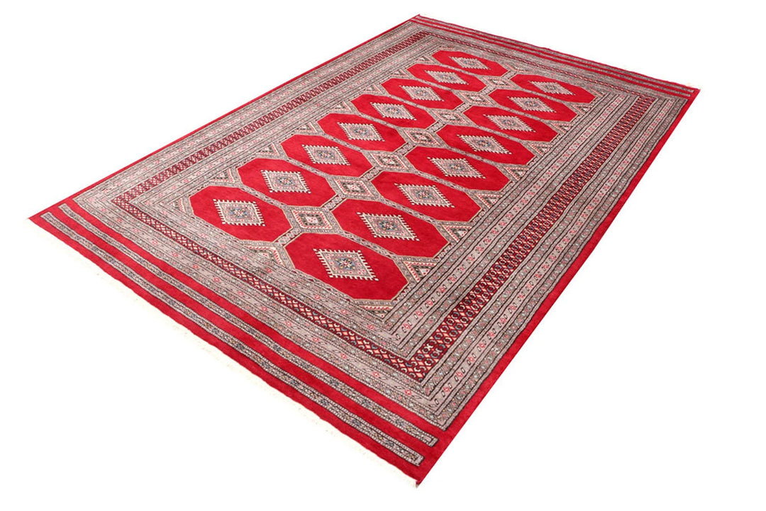 Firebrick Red Pakistani Jaldar Rug 5' 6" x 8' 2" Hand-Knotted | No. QA26548