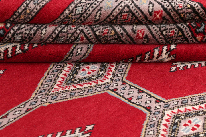 Firebrick Red Pakistani Jaldar Rug 5' 6" x 8' 2" Hand-Knotted | No. QA26548