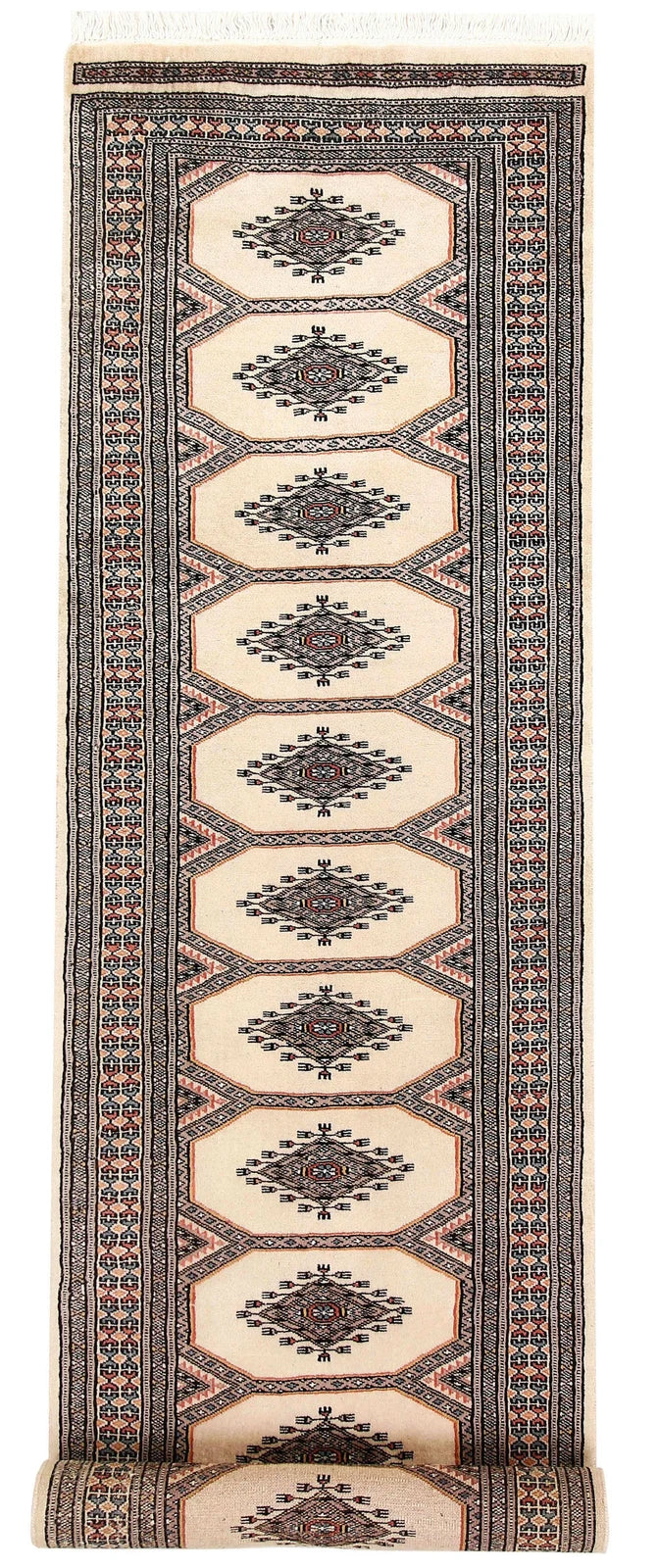 Brown Pakistani Jaldar Rug 2' 4" x 9' 4" Hand-Knotted | No. QA26621
