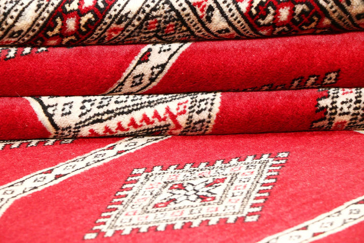 Red Pakistani Jaldar Rug 4' 6" x 6' 5" Hand-Knotted | No. QA26665