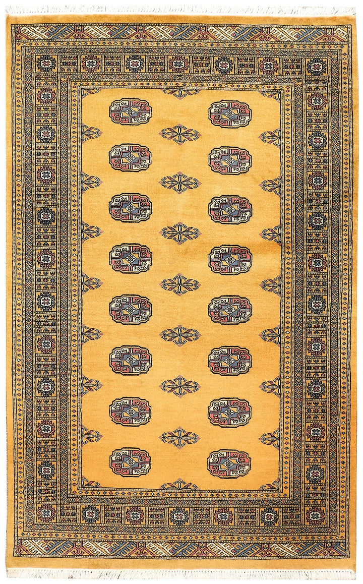 Brown Pakistani Bokhara Rug 4' x 6' 3" Hand-Knotted | No. QA26728