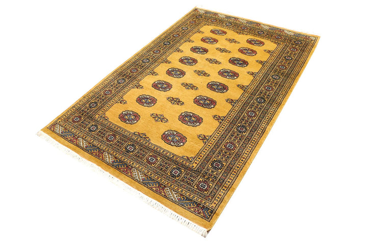 Brown Pakistani Bokhara Rug 4' x 6' 3" Hand-Knotted | No. QA26728