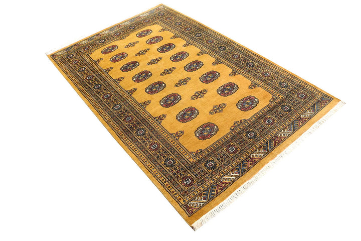 Brown Pakistani Bokhara Rug 4' x 6' 3" Hand-Knotted | No. QA26728