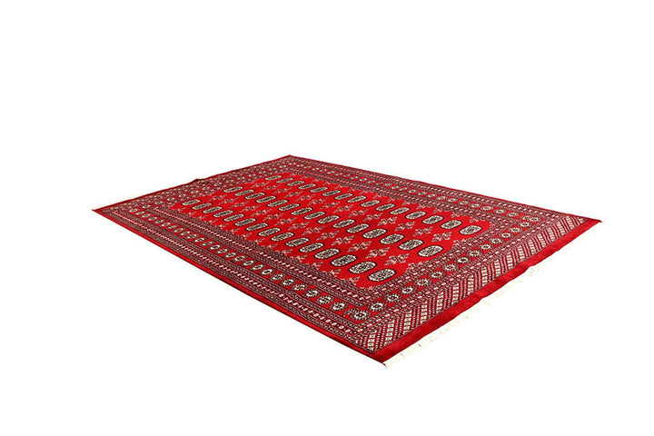 Red Pakistani Bokhara Rug 5' 11" x 8' 10" Hand-Knotted | No. QA26790