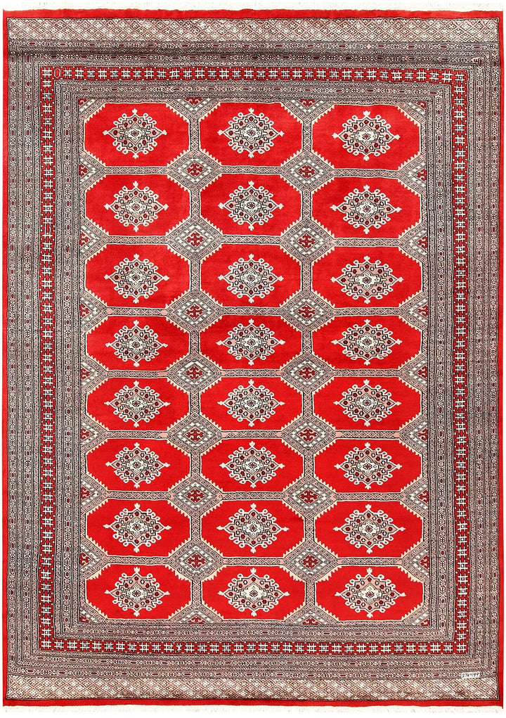 Red Pakistani Jaldar Rug 6' 6" x 9' Hand-Knotted | No. QA26794