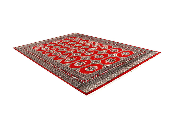 Red Pakistani Jaldar Rug 6' 6" x 9' Hand-Knotted | No. QA26794