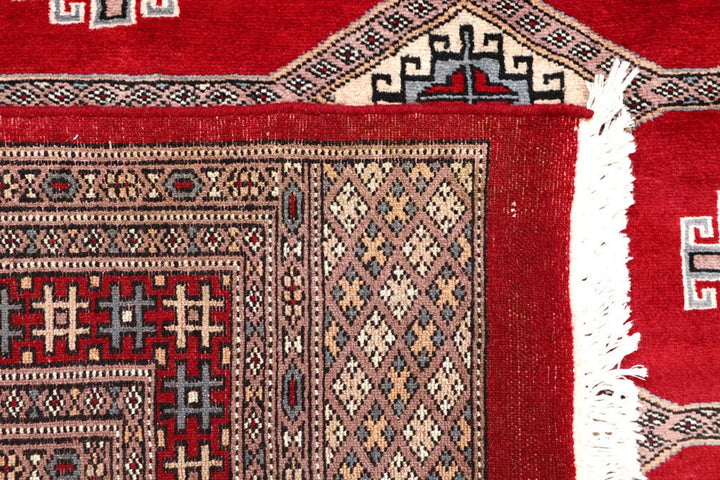 Firebrick Red Pakistani Jaldar Rug 4' 6" x 6' 11" Hand-Knotted | No. QA26800