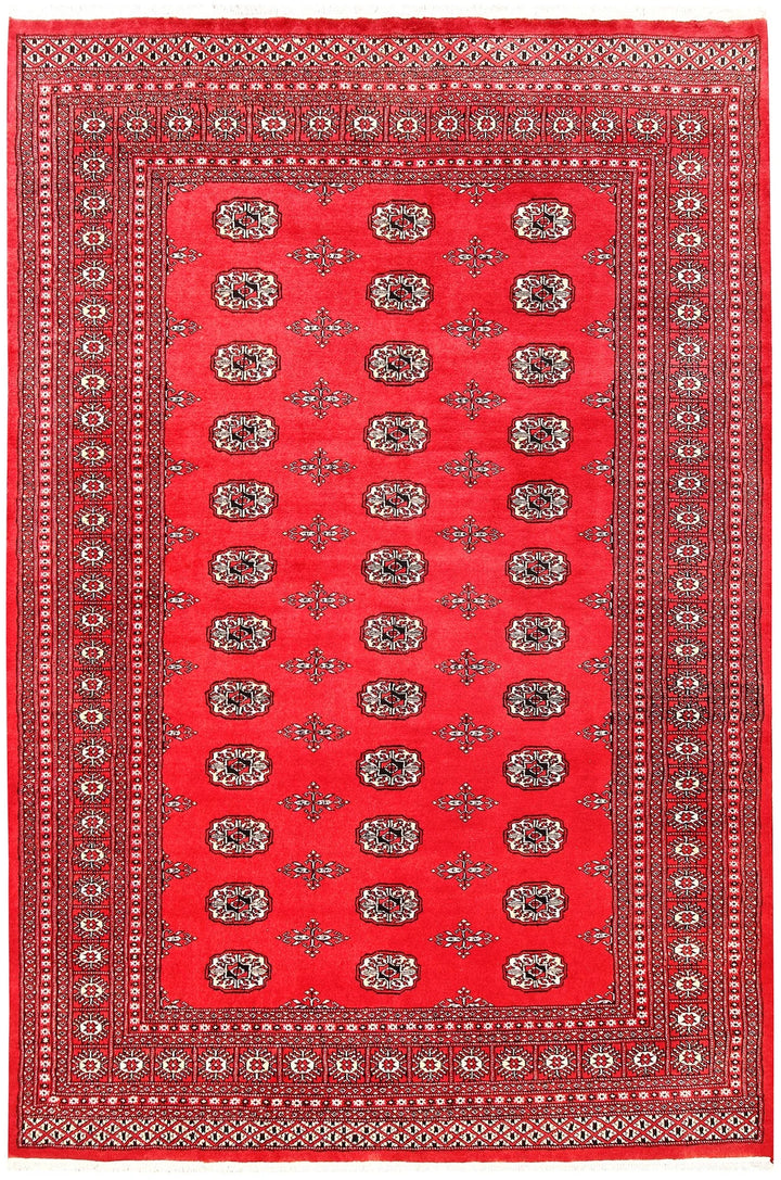 Crimson Pakistani Bokhara Rug 6' 1" x 9' 1" Hand-Knotted | No. QA26803