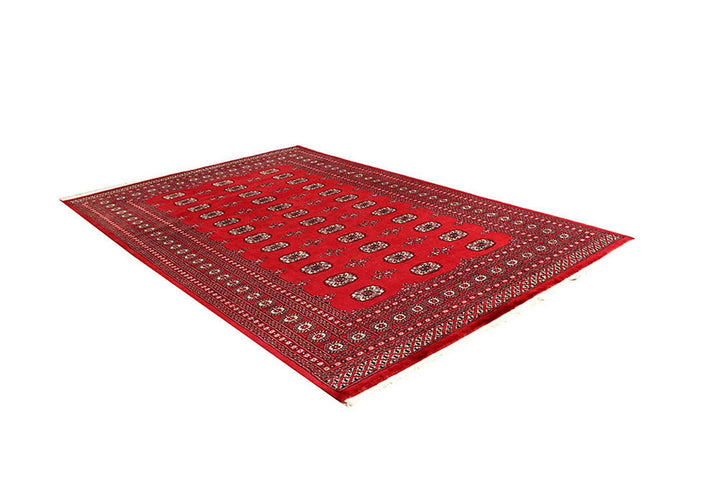 Crimson Pakistani Bokhara Rug 6' 1" x 9' 1" Hand-Knotted | No. QA26803
