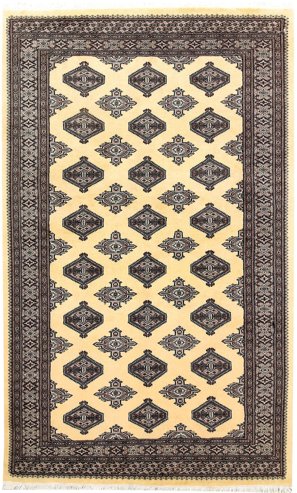Yellow Pakistani Jaldar Rug 5' x 8'2" Hand-Knotted | No. QA26830