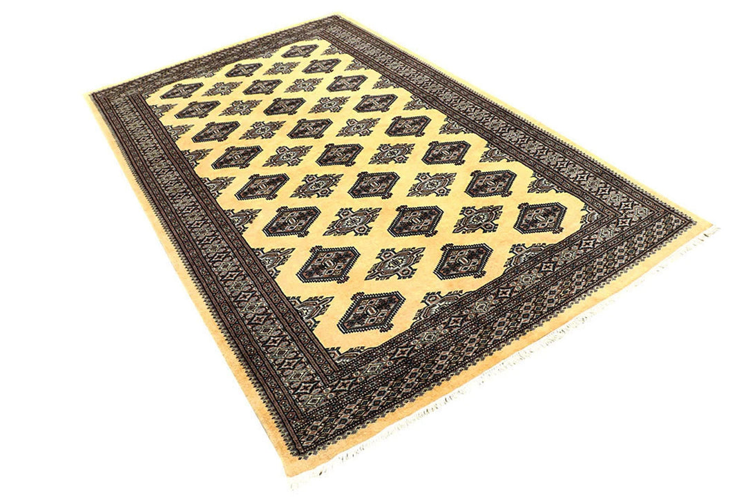 Yellow Pakistani Jaldar Rug 5' x 8'2" Hand-Knotted | No. QA26830