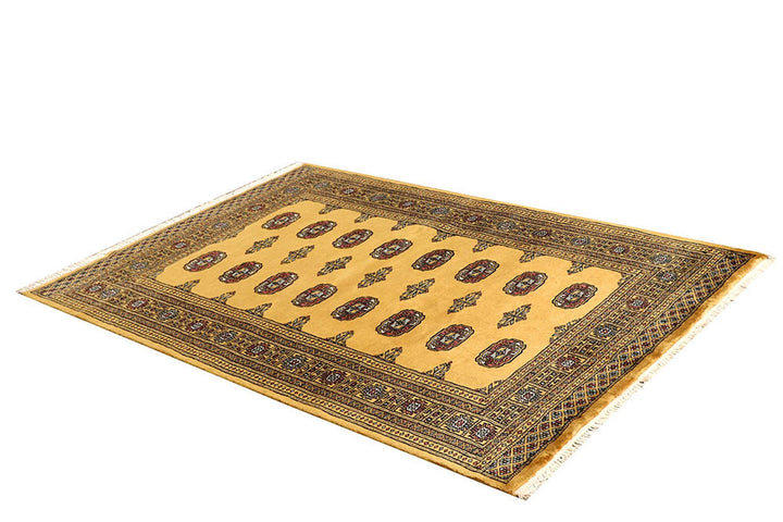 Gold Bokhara Rug 4' 2" x 6' 2" Hand-Knotted | No. QA26914