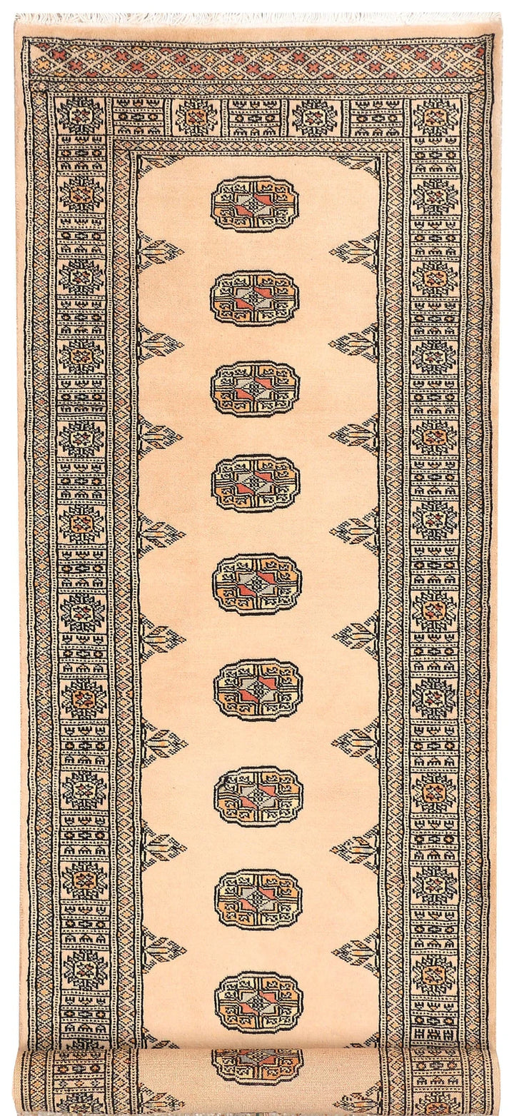 Navajo White Pakistani Bokhara Rug 2' 7" x 8' 6" Hand-Knotted | No. QA26953