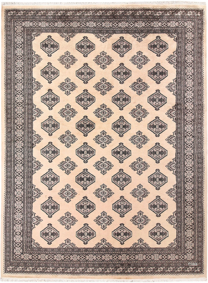 Brown Pakistani Jaldar Rug 6' 6" x 8' 10" Hand-Knotted | No. QA27002