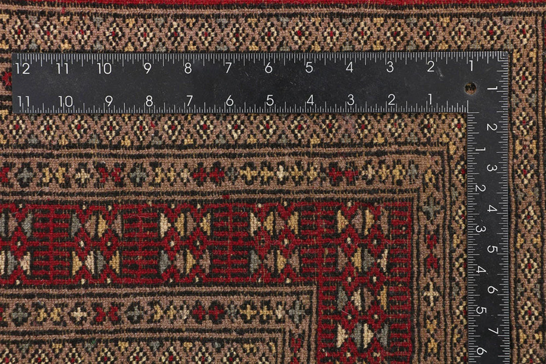 Red Pakistani Jaldar Rug 6' 8" x 10' 5" Hand-Knotted | No. QA27005