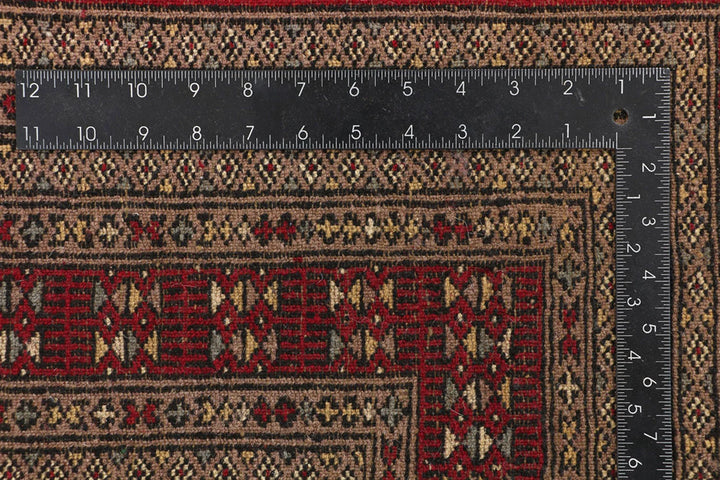 Red Pakistani Jaldar Rug 6' 8" x 10' 5" Hand-Knotted | No. QA27005