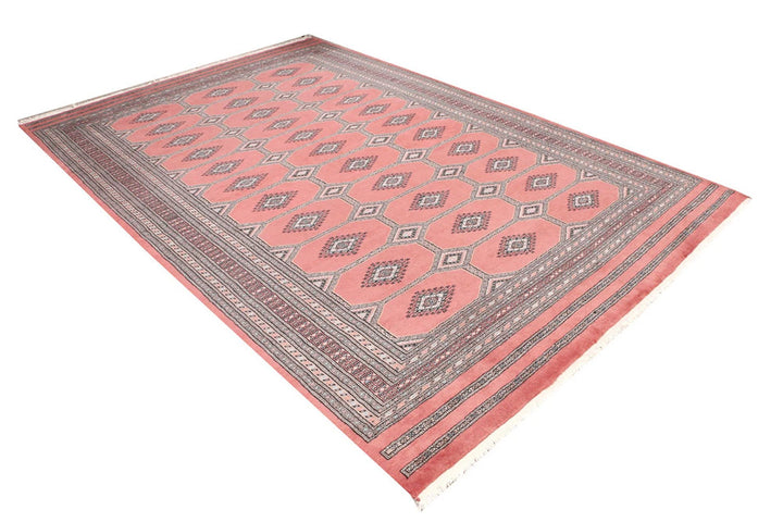 Salmon Pakistani Jaldar Rug 6' 9" x 10' Hand-Knotted | No. QA27179