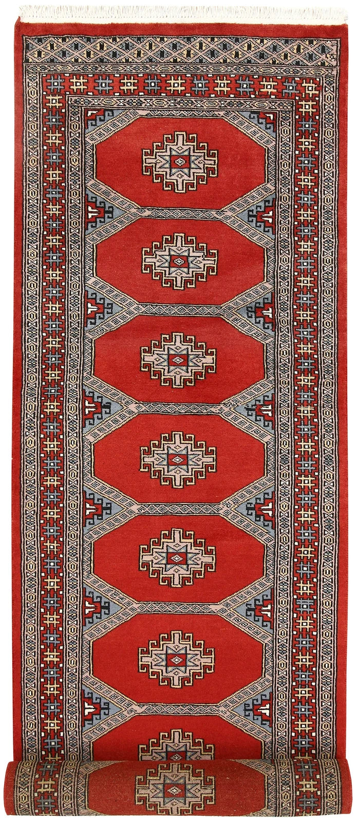 Firebrick Pakistani Jaldar Runner 2' 7" x 10' Hand-Knotted | No. QA27227