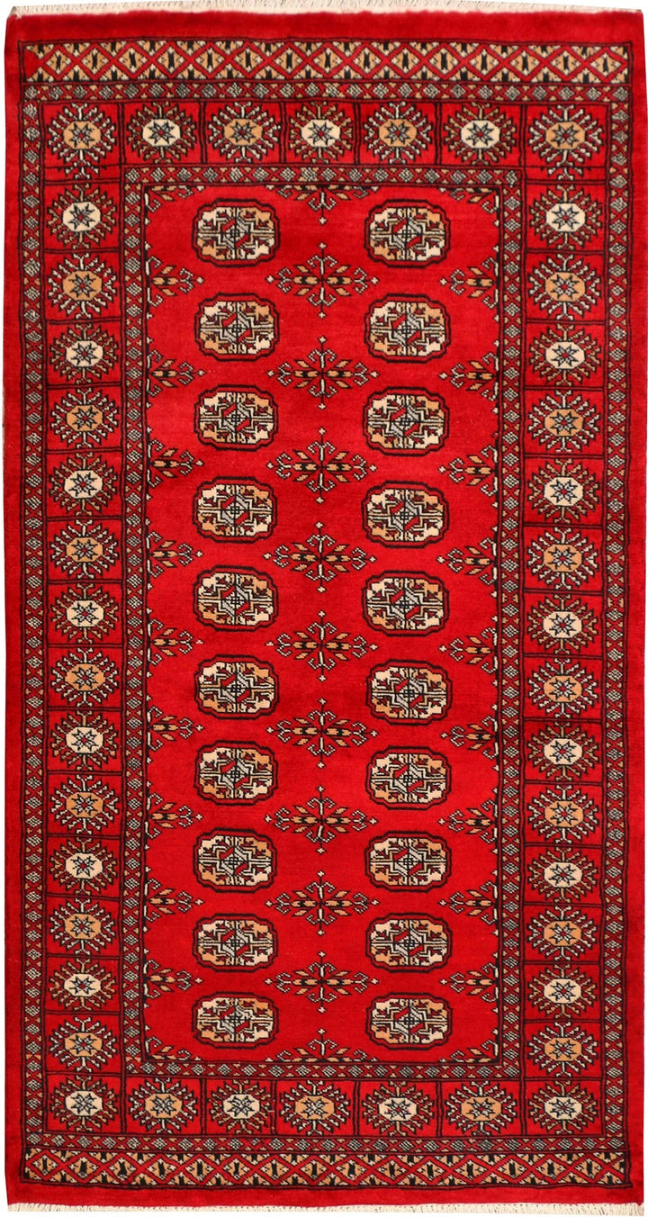 Red Bokhara Rug 3' x 5' 8" Hand-Knotted | No. QA27240