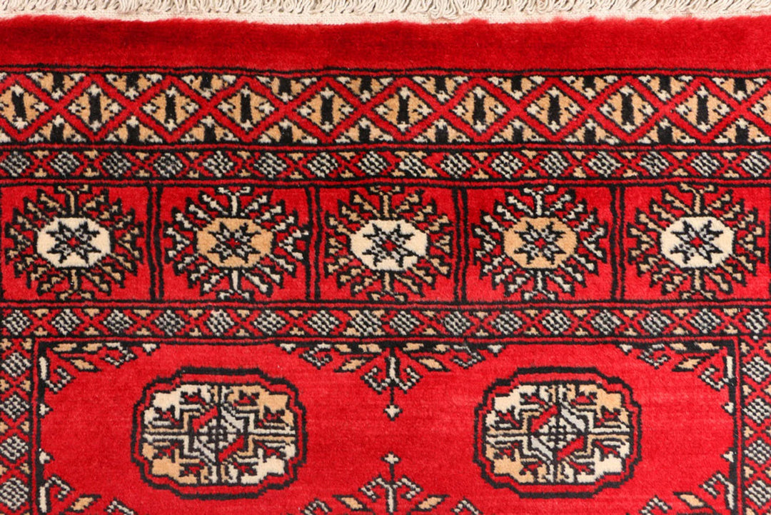 Red Bokhara Rug 3' x 5' 8" Hand-Knotted | No. QA27240