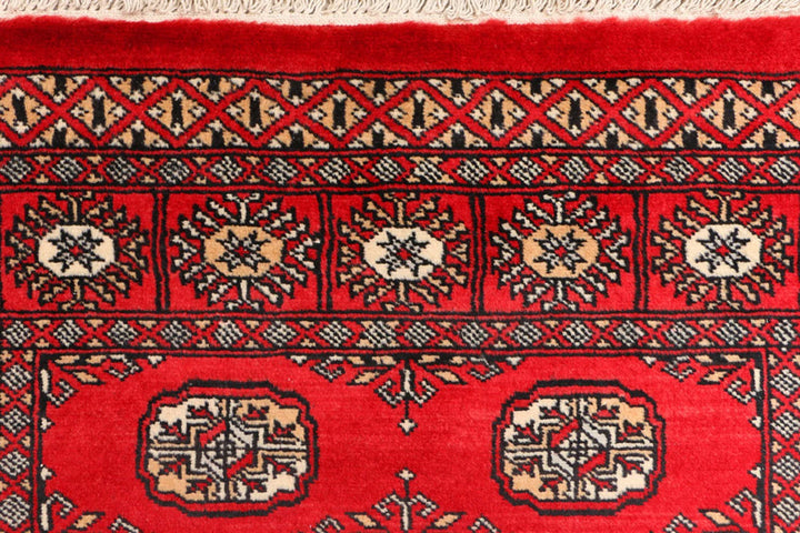 Red Bokhara Rug 3' x 5' 8" Hand-Knotted | No. QA27240