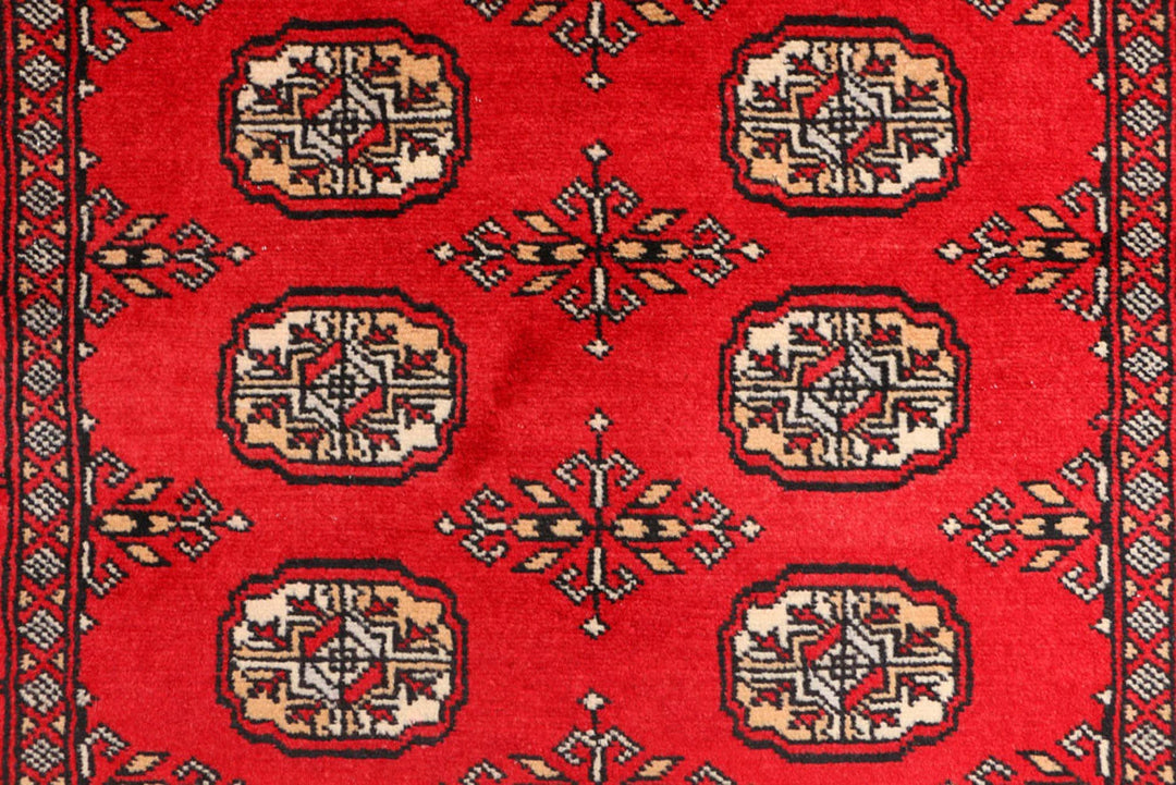 Red Bokhara Rug 3' x 5' 8" Hand-Knotted | No. QA27240