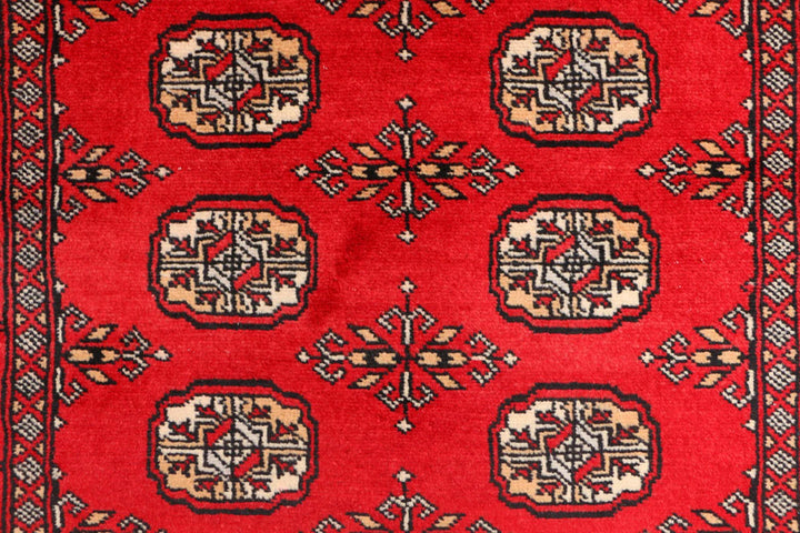 Red Bokhara Rug 3' x 5' 8" Hand-Knotted | No. QA27240