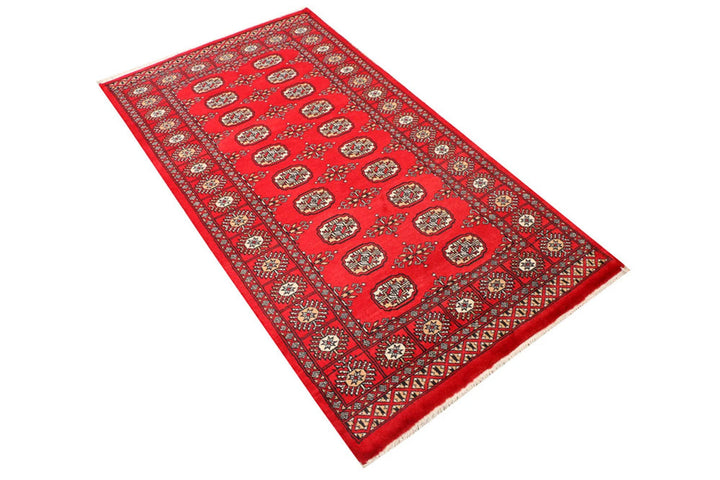 Red Bokhara Rug 3' x 5' 8" Hand-Knotted | No. QA27240