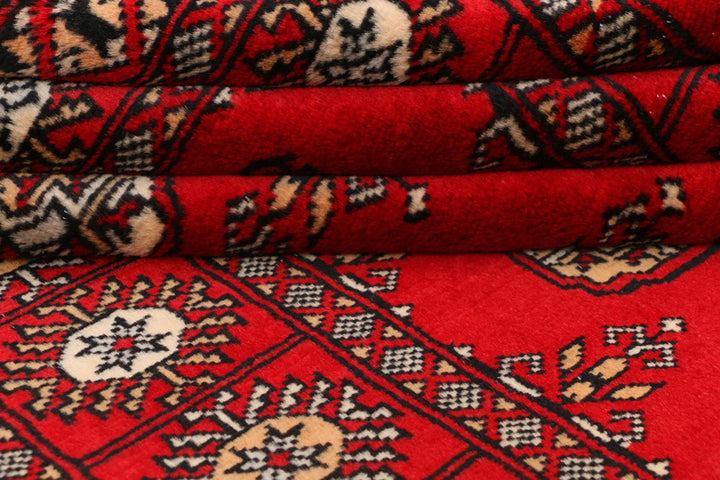 Red Bokhara Rug 3' x 5' 8" Hand-Knotted | No. QA27240