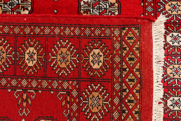 Red Bokhara Rug 3' x 5' 8" Hand-Knotted | No. QA27240