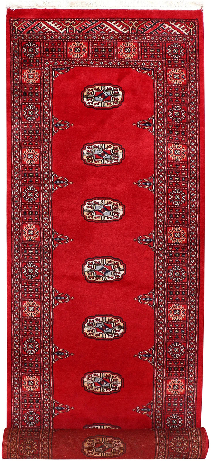 Red Pakistani Bokhara Rug 2' 11" x 10' 2" Hand-Knotted | No. QA27250