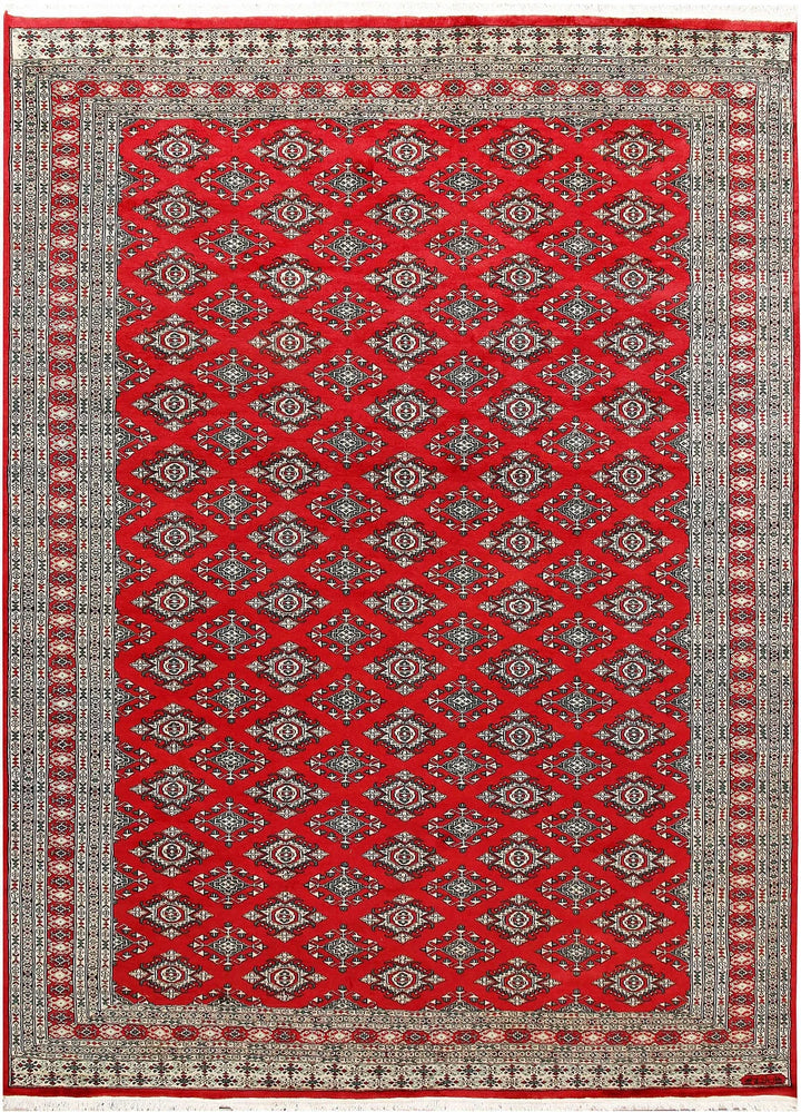 Red Pakistani Jaldar Rug 8' 1" x 11' 1" Hand-Knotted | No. QA27254