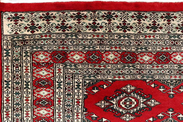 Red Pakistani Jaldar Rug 8' 1" x 11' 1" Hand-Knotted | No. QA27254
