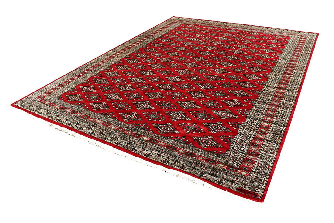 Red Pakistani Jaldar Rug 8' 1" x 11' 1" Hand-Knotted | No. QA27254