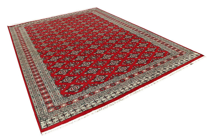 Red Pakistani Jaldar Rug 8' 1" x 11' 1" Hand-Knotted | No. QA27254
